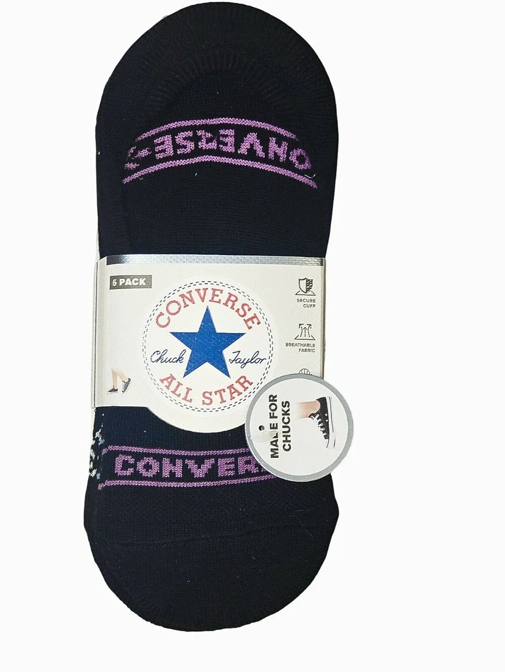 Converse 6-PK Chevron Star Logo Half Cushion Liners- Black/Multi